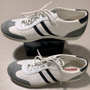 White and Grey Suede Prada Men’s Shoes Size 10